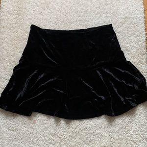 Black velvet mini skirt